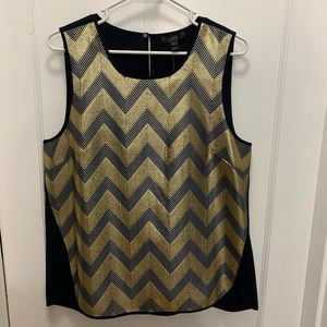 Gold & navy chevron J Crew top